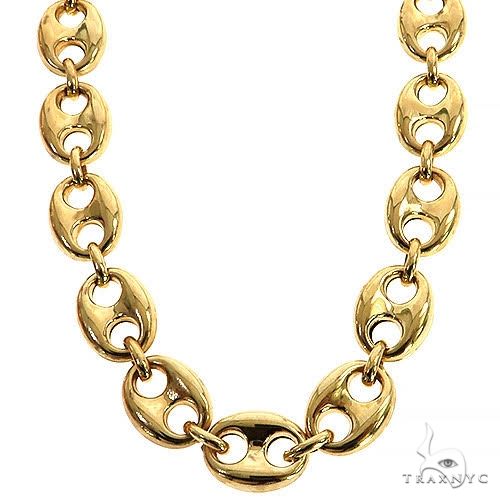 14k Yellow Gold Lite Puffed Mariner Chain 11mm 20 inches