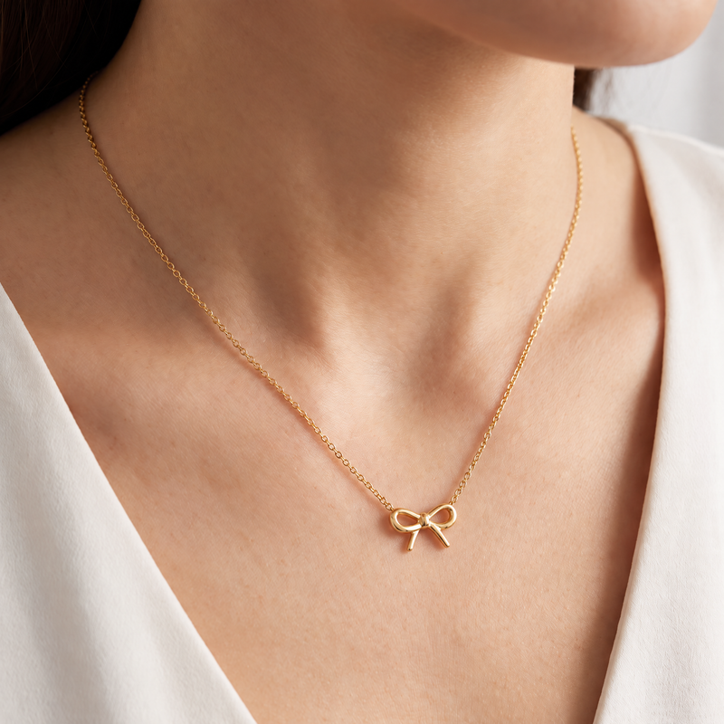 14k Gold Ribbon Necklace, view 8