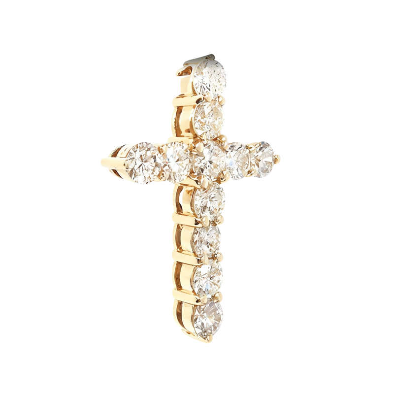 14k yellow gold diamond cross pendant – front view showing diamond-set cross face