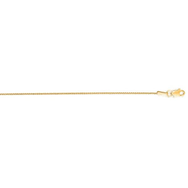 14K yellow gold wheat at 1.0mm, 20-inch length, mirror finish
