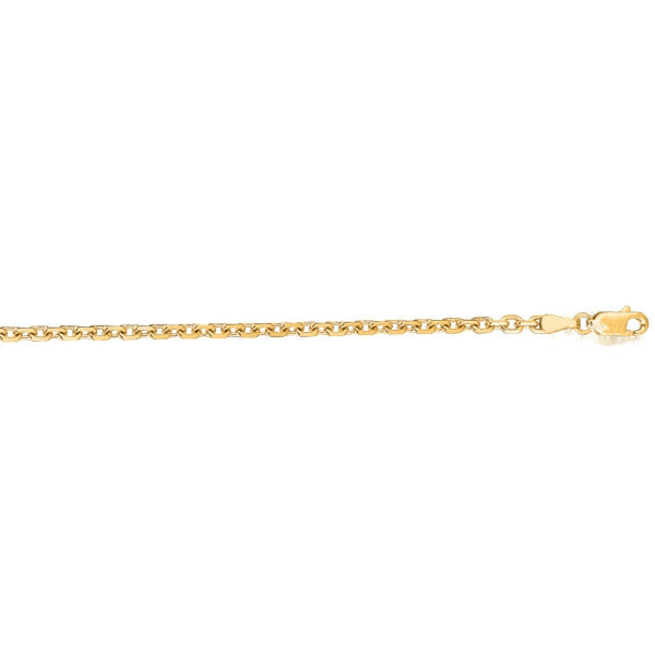 14K yellow gold cable at 3.1mm, 20-inch length, mirror finish