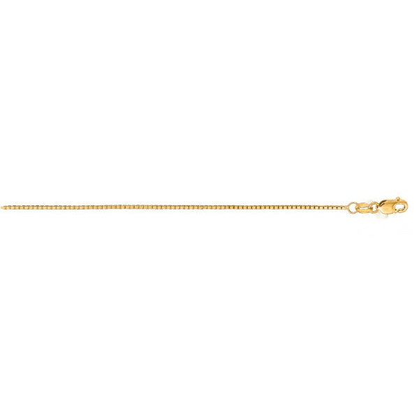22-inch 14K yellow gold box, 1.0mm links, polished finish