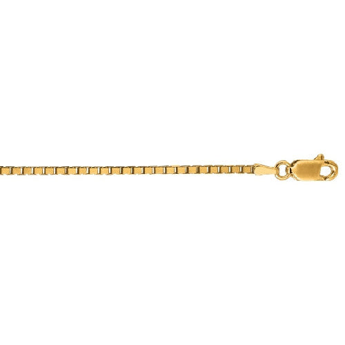 14K yellow gold box at 1.6mm, 22-inch length, mirror finish