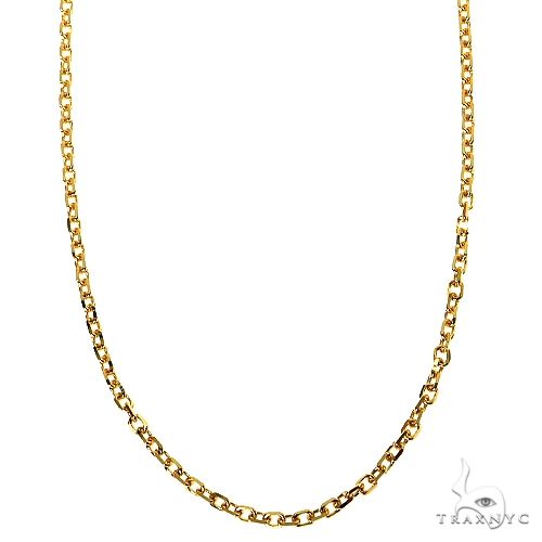 14k yellow gold diamond cut cable link chain, 1.5mm thickness, 24-inch length