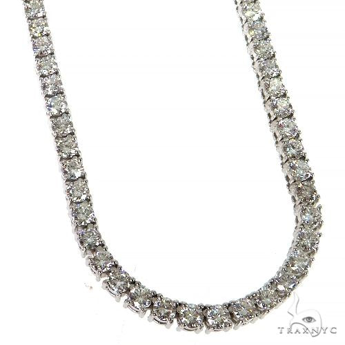 Lab-created 15 pt diamond tennis chain necklace in white metal, classic unisex design