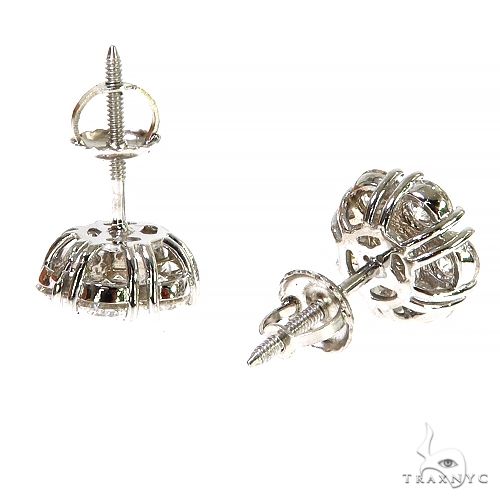 14K Gold 15 Pt Flower Diamond Earrings, photo 3 of 4
