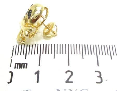 14K Gold Single Black Diamond Skull Head Earring, photo 6 of 6