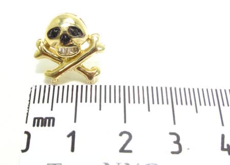 14K Gold Single Black Diamond Skull Head Earring, photo 5 of 6