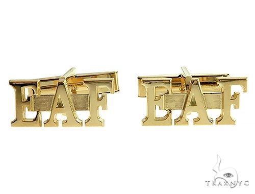 18K gold custom cufflinks – polished yellow gold finish, front-facing pair view
