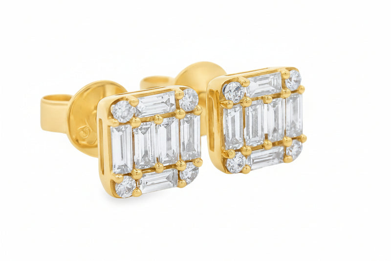 18K Gold Baguette Diamond Earrings, photo 3 of 6