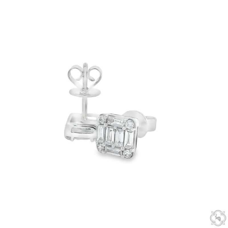 18K Gold Baguette Diamond Earrings, photo 5 of 6