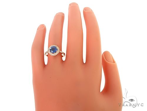 18K Gold Custom Sapphire Diamond Engagement Ring, photo 6 of 6