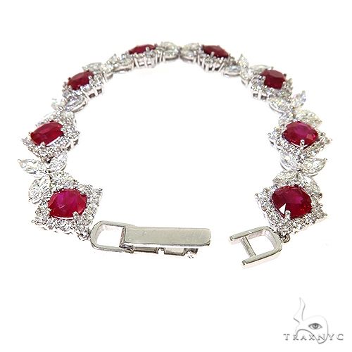18K Gold Diamond Burma Pigeon Blood Ruby Dubai Bracelet 67695 - Image 2