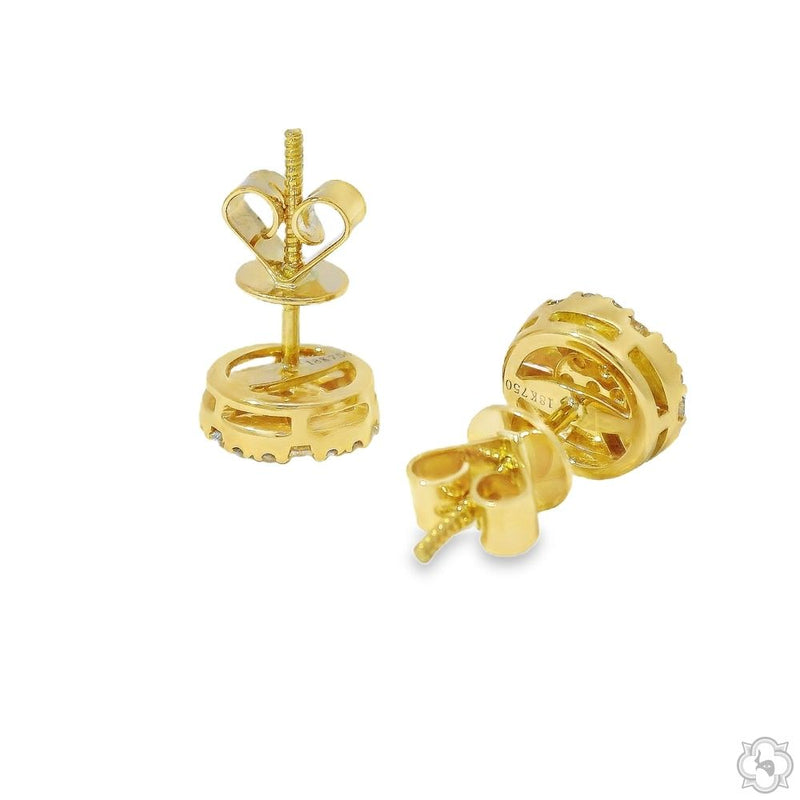 18K Gold Round Diamond Earrings, photo 4 of 9