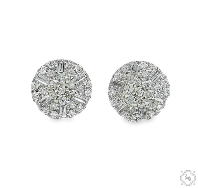 18K Gold Round Diamond Earrings, photo 5 of 9