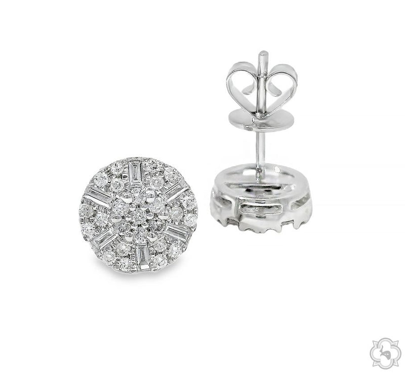 18K Gold Round Diamond Earrings, photo 7 of 9
