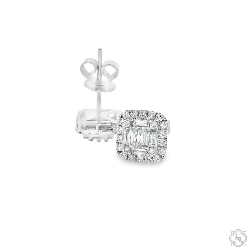 18K Gold Baguette Diamond Earrings, photo 5 of 7