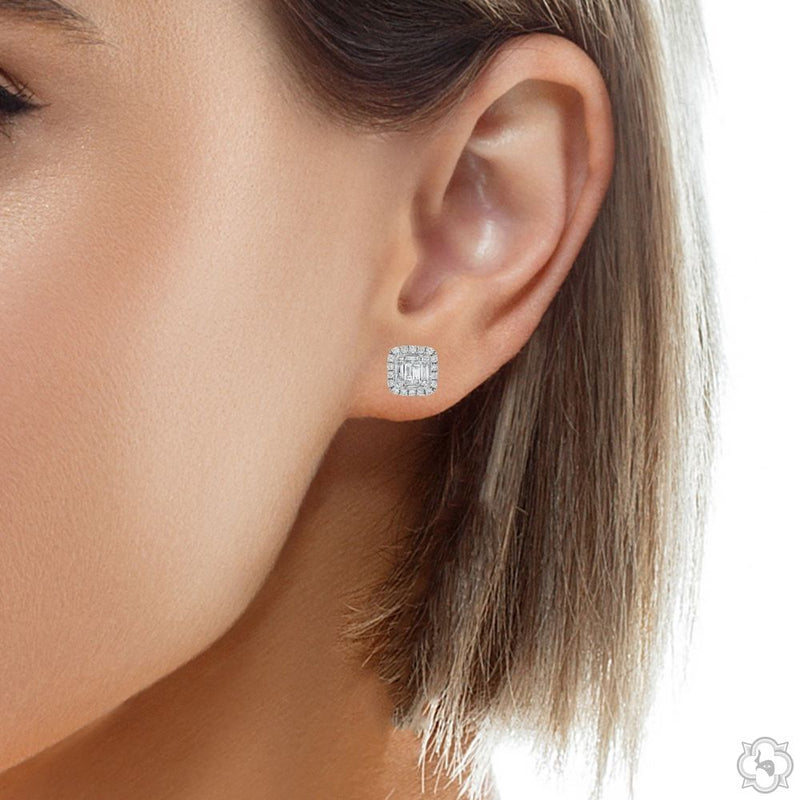 18K Gold Baguette Diamond Earrings, photo 6 of 7