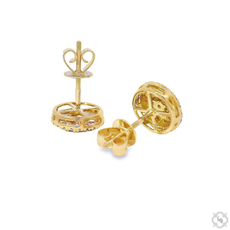 18K Gold Diamond Round Earrings, photo 4 of 11