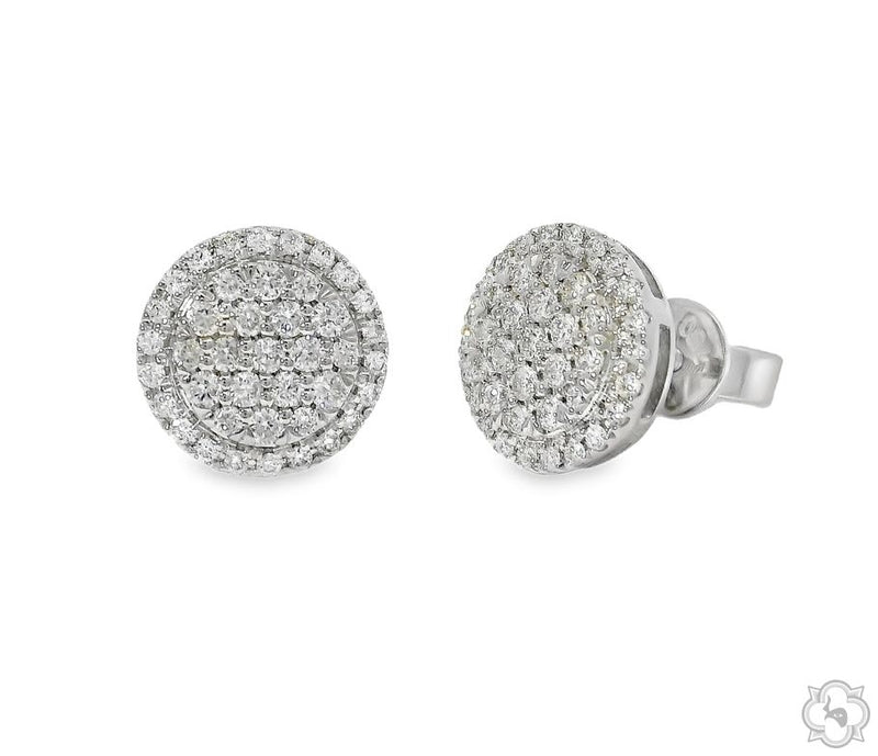 18K Gold Diamond Round Earrings, photo 7 of 11