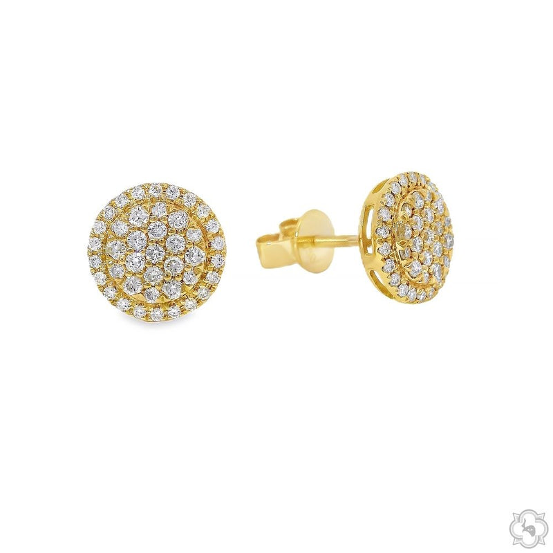 18K Gold Diamond Round Earrings, photo 2 of 11