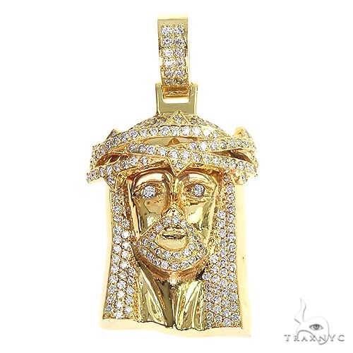18K Gold Diamond Jesus Pendant 67720 – TraxNYC