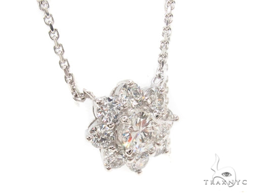 18K white gold necklace set with round diamonds along an 18-inch strand