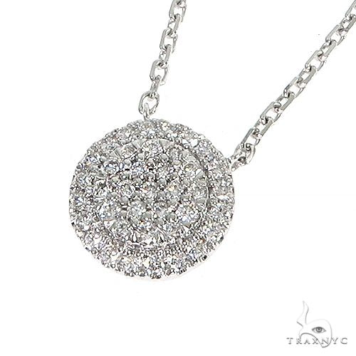 18K Gold Round Diamond Necklace With Adjustable Chain 67033 - Image 3