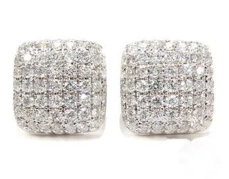 18K gold pillow earrings with tightly set round brilliant diamonds