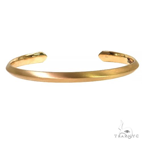 18K Gold Matte Finish Bangle Bracelet 68758 | TraxNYC