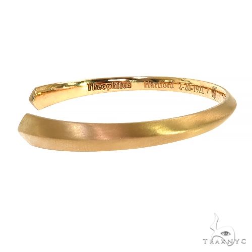 18K Gold Matte Finish Bangle Bracelet 68758 - Image 2