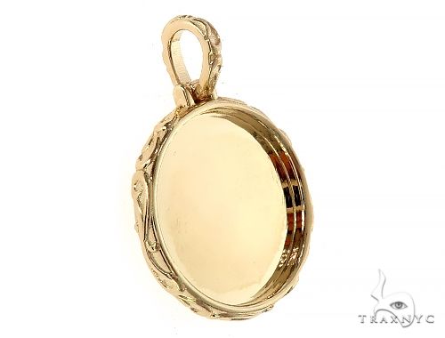 14K Yellow Gold Round Special Edition Photo Pendant Engraved Frame 65311 - Image 2