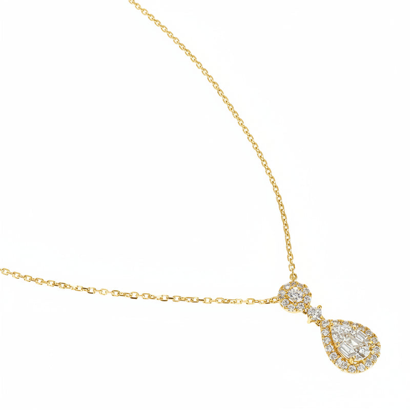 18K Gold Pear-Shaped Baguette Diamond Necklace 67308 - Image 2