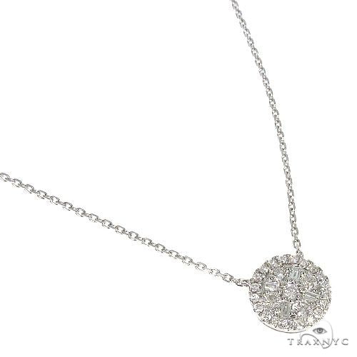 18K Gold Round Diamond Necklace With Adjustable Chain 67310 - Image 2