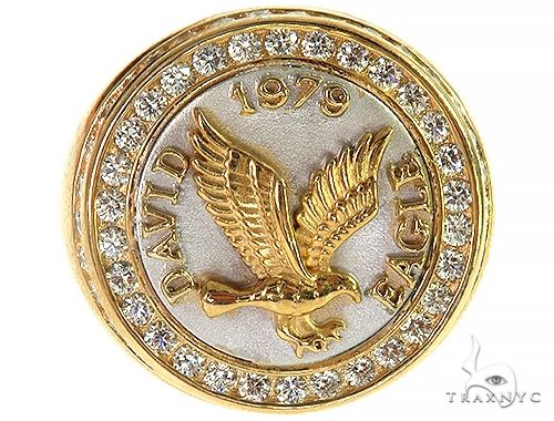 18K Two Tone Custom Made Eagle Diamond Ring, photo 2 of 6