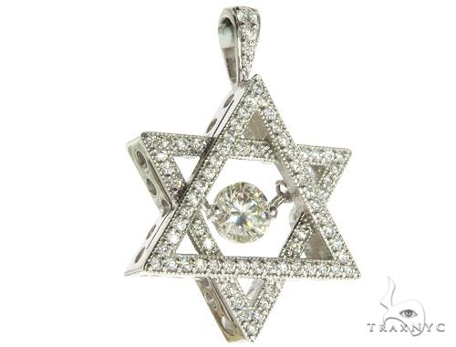 18K White Gold Prong Bezel Diamond Charming Pendant 63996 - Image 1