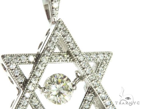 18K White Gold Prong Bezel Diamond Charming Pendant 63996 - Image 2