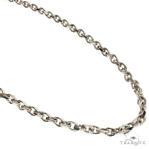 18K white gold solid curved cable link chain, 5.7mm thickness, 24-inch length