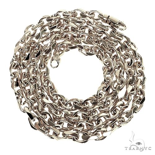18K White Gold Solid Curved Cable Link Chain 5.7mm, photo 3 of 5