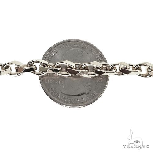 18K White Gold Solid Curved Cable Link Chain 5.7mm, photo 4 of 5