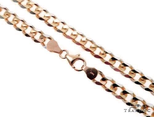 18K yellow gold 8mm curb link chain, 24 inches, flat interlocked links shown on white background