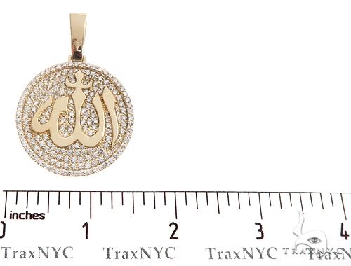 18K Yellow Gold Custom Diamond Allah Islam Pendant, photo 6 of 7