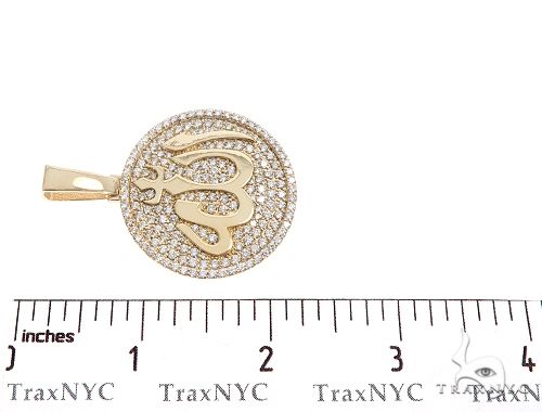 18K Yellow Gold Custom Diamond Allah Islam Pendant, photo 7 of 7