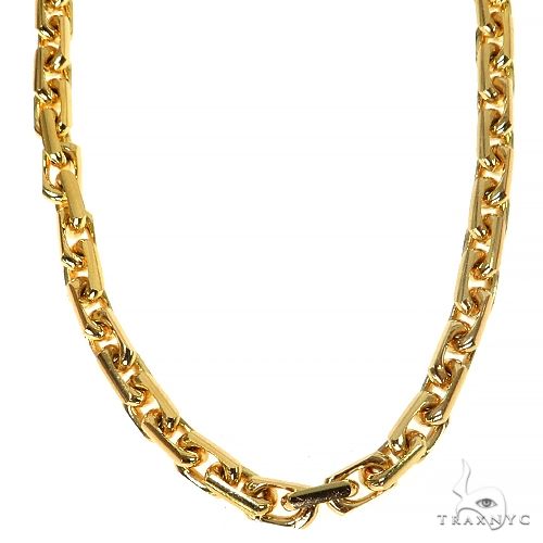 18K Yellow Gold Thin Diamond Cut Solid Anchor Cable Link 2.5mm 20