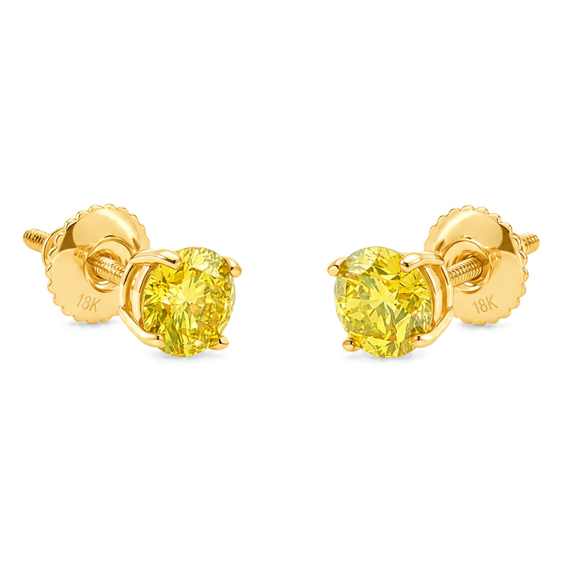 18K Gold Canary VS Studs, view 4