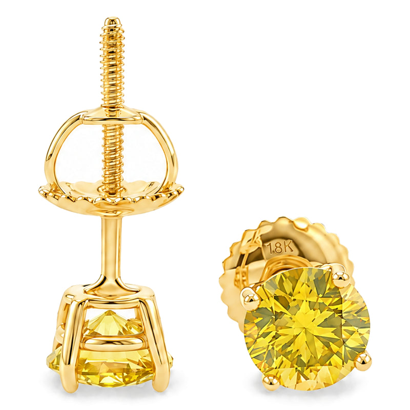 18K Gold Canary VS Studs, view 5