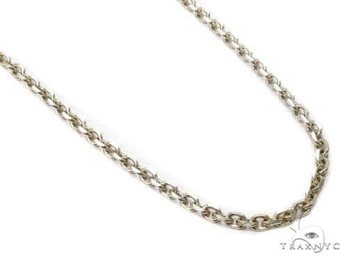 18k Solid White Gold Cable Chain 2.4mm 18 Inches 69673 | TraxNYC