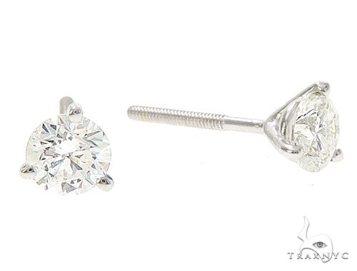 18K Gold 0.70 Ctw Round-Cut Natural Diamond Studs, photo 3 of 5