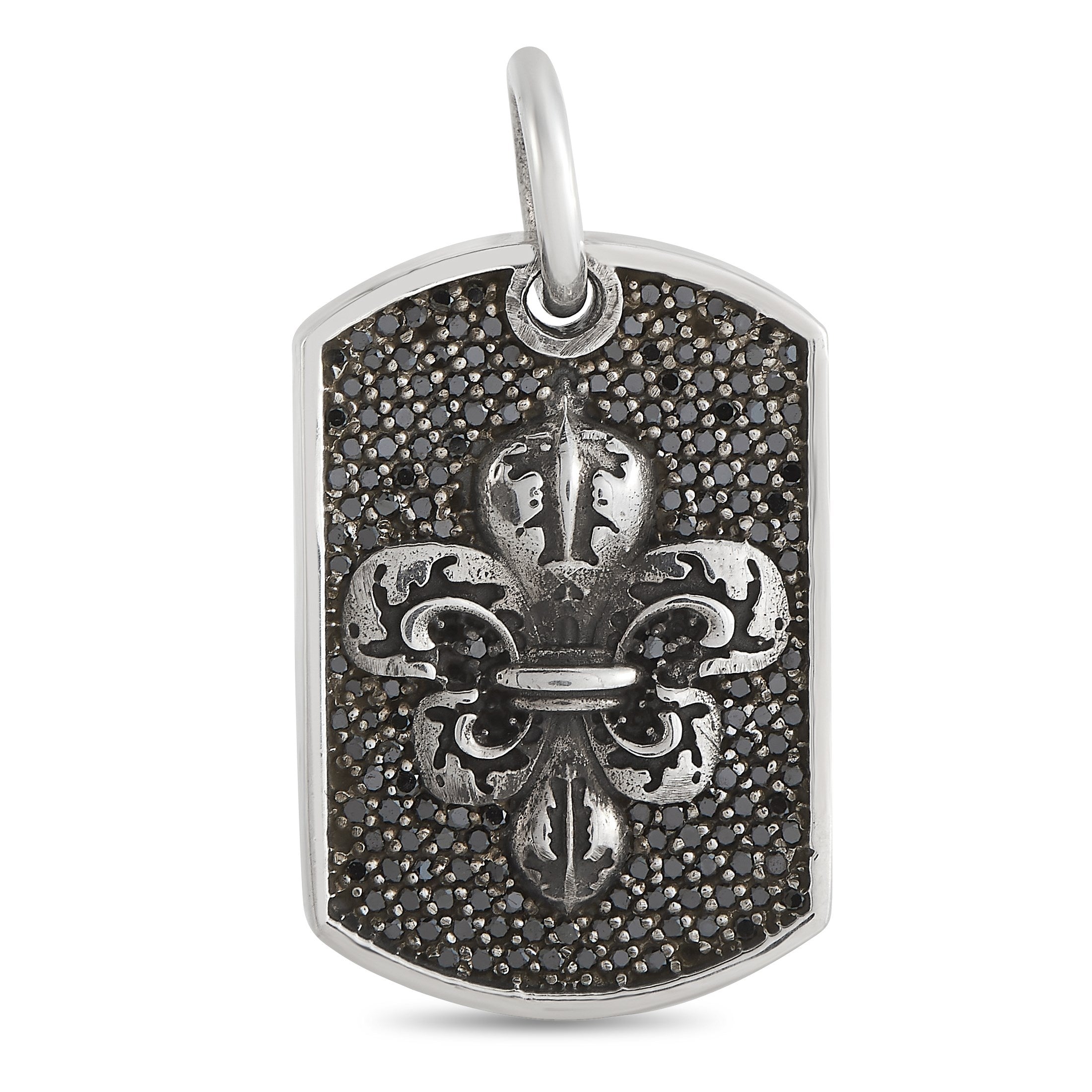 King Baby 3D Large Fleur De Lis Pendant FDL SILVER 初期アイテム 激レア King Baby Silver and Black Diamond Fleur-de-Lis Relic Dog Tag Pendant
