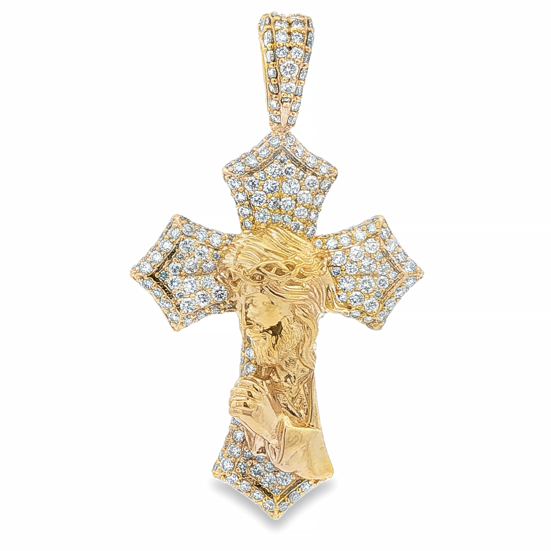 ネックレス 14k Jesus cross pendant 14K Praying Jesus Cross Pendant Set with Natural Diamond 71287